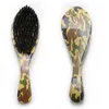 Abeis Army Green Long Handle Wooden Hair Brushes Natural Boar Bristle 360 Curved Wave Brush