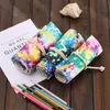 Pencil Bags Painting Brush Roll Up Bag Star Pen 36 / 48 72 Hole Student Canvas Colored Lead Case Sketch
