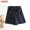 Tangada Dames Elegante Zomer Viscose Shorts met Slash Zakken Vrouwelijke Retro Basis Casual Shorts Hoge Kwaliteit 4C1 210609