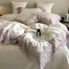 Bedding Sets Elegant French Lace Princess Embroidery Set 100S Egyptian Cotton Quilt/Duvet Cover Bed Linens Pillow Cases Bedspread