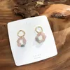 Vintage Colorful Natural Stone Pink Coffee Beads Dangle Earrings Statement Woman Metal Circle Jewelry Gift Pendientes Oorbellen & Chandelier