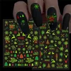 Fluoreszenz-Nagelkunstaufkleber, Weihnachtsthema, im Dunkeln leuchtende, leuchtende Nagelaufkleber, Schneeflocken-Elchbaum-Design, selbstklebende Maniküre als Weihnachtsgeschenk