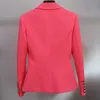 HIGH STREET est Classic Designer Blazer Femme Métal Lion Bouton Double Boutonnage Veste Fluorescent Orange Rose 211006