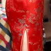 Mulheres Chinesa Tang Terno Vestido Longo Vintage Cheongsam Performance Costume Slim Diário Banquete Plus Size 6XL