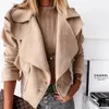 Loose Casual Women Spring Coat Suede Pockets Buttons Faux Pu Leather Short Jacket Streetwear Ladies Shirt Korean 210428