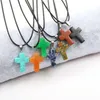 Groothandel natuursteen hanger ketting eenvoudige cross vorm kristal tijger ogen goede kwaliteit sieraden