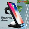 QI 15W Wireless Charging Stand 5 in 1 Car Fast Wireless Charger Dock Station For iPhone 13/13PRO/12/12 Pro/X/Xr/Xs/8 Plus Apple Watch 7 6 SE 5 4 3 2 Airpods 2/Pro