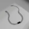 Link Chain SHIXIN Punk Asymmetry Stainless Steel Bracelet For Women/Men Fashion Black Gem Hand Jewelry Trendy Gift2022 Inte22