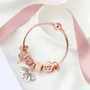 Семья Pan New New Rose Gold Family Bracte Family Love Heart Lock Bracete