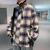 Lamb Velvet Plaid Jacket Mężczyźni Zima Padded Plus Gruby Płaszcz Hong Kong Wear Preppy Streetwear 210526