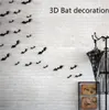 Groothandel Partij Decoratie 12 stks / set Zwart 3D DIY PVC Bat Muursticker Decal Home Halloween