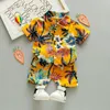 幼児の夏の男の子服セットファッション1 2 3 4 5年子供セットビーチ葉の花プリントシャツホリデー衣装服コスチュームx0902