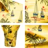 50kg100kg Spring Island Coconut Sailing Beach Holiday Hawaiiaans shirt Regelmatig fit knop Down Yellow Witte lange mouw shirts 210412