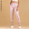 Brillant côté amour motif pantalon femme printemps été haute taille élastique rose pantalon cargo fenale 5E205 210427