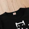 الخريف الأطفال مجموعات عارضة طويلة الأكمام س الرقبة إلكتروني t-shirt القوس هالوين نمط التنانير 2 قطع الفتيات الملابس 6M-4T 210629