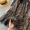 Abito da donna autunno Urban Leopard Mesh Patchwork Design a maniche lunghe O-Collo Falso in due pezzi Cuciture Abiti femminili PL450 210506