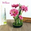 1 комплект мини керамики ваза + шелковые цветы искусственный цветок набор украшения дома мини-бонсий Флорес декоративные для домашнего стола