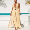 Women Sleeveless Summer Halter Backless Dress Sexy Boho Beach Party Dress Night Out Club Vestidos (Shorts Included) 210702