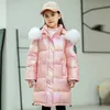 -30 Rússia Roupa de inverno impermeável pele real com capuz jaqueta para baixo para menina casaco parka roupas crianças outwear adolescente 3 - 16 e h0910