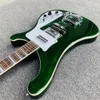 Rare 6 Strings Green 4003 Flame Maple Top Electric Bass Guitar Bigs Tremolo Bridge, Pearloid Triangle Inlay