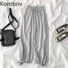 Korobov mulheres soltas casuais novas calças harem chic coreano cintura alta mulheres calças estilo formal laço feminino corredores 210430