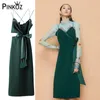 Élégant Sexy dos nu mince Spaghetti sangle à lacets nœud gland robe verte femmes taille haute body robes mi-longues Vestidos 210421