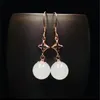 Boucles d'oreilles étoiles en Jade Hetian en argent 925, bijoux fins, tempérament à la mode, blanc, conçus pour les femmes