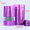 Stand up Matte Purple Window Zip zipper Aluminum Foil Bag Resealable Meat Coffee Powder Snack Nuts Xmas Wedding Gifts Heat Sealing P