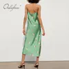 Été Femmes Long Vintage Strap Floral Print Sexy Satin Maxi Slip Dress 210415
