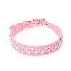 Cat Puppy Dog Collars Pu Leather Rhinestone 3 Row Diamante Bling Crystal for Pet Supplies6231496