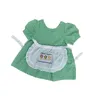 1-6T Bambino Bambini Neonate Vestiti Reticolo di cotone Manica corta Abito estivo Elegante carino Dolce Abito adorabile con bavaglino 210413