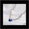 Chokers Pendants släpp leverans 2021 Guldhängen halsband för kvinnor Färgglada kubiska zirkonier, fjärilsfest smycken mode tillbehör 8