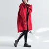 Johnature Korean Loose Plus Size Zipper Fickor Fritid Hooded Windbreaker Höst Vinter Enkel Bekväm Kvinnor Coat 210521