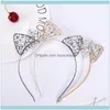 Aessories Narzędzia Produkty1PCS Sier Gold Black Cat Ears Girls Hair Hoop Crown Tiara Pałąk Rhinestone Hairband Jewelry1 Drop Dostawa 2021