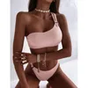 Damskie stroje kąpielowe damskie Micendy One ramię bikini 2022 Swimsuit Kobiet Summer Sexy Patchwork Bathing Suits