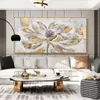 Fleur dorée abstraite décor à la maison peinture à l'huile imprimée sur toile Art mural pour salon affiches modernes Vintage Quadros nordique
