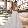 2021 hochzeit Kleid Vestido De Noiva Sexy Squre Neck Ärmellose Perlen Gürtel Einfache Backless Satin Brautkleid Plus Größe Mariage