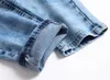 Mäns jeans man sommar 2022 män lång stretchig elastisk medelmästare tvättade mager blyertsbyxor med fickor mens denim blå238r