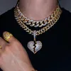 Rapper Bling Crystal Curb Hip Hop Heartbreak Necklace för kvinnor Män Iced Out Punk Baguette Choker Cuban Link Kedja Neckalce Present Pendant Nec