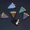 Natural Stone Triangle Charms Rose Quartz Healing Reiki Crystal Pendant DIY Necklace Earrings Women Fashion Jewelry Finding 25x32mm