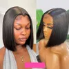 Short Bob Lace Front Brazilian Human Hair Wigs For Black Women Pre Plucked 13x4 Synthetic Straight HD Full Frontal Closure Wig8562345