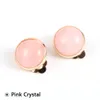 Mulheres 12mm Rosa Quartz Pedra Cabochões Orelha Do Ouro Cuff Brinco Cristal Clipes Tigre Turquesa Turquesa Ametistas Cobre EarClip Decoração Jóias