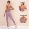 Novo produto Ginásio Roupas de esportes Terno Rápido Secagem Yoga Set Mulheres Sportswear Hip-Lifting Leggings Correndo Calças Fitnbra Top X0629