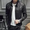 Vestes pour hommes 2021 Automne et hiver Haute Qualité Mode PU Stand Collier Zipper Poche Moto Slim Polaire Chaud Hommes Veste En Cuir