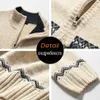 Mannen Herfst Casual Jacquard Warm Half Rits Kerst Sweater Cardigan Jas Winter Vintage Mock Neck Pullover 210909