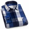 Aoliwen Men Flannel с длинным рукавом 100% хлопок Palid рубашка высокого качества бренд мода одежда кнопка вниз повседневные рубашки 210721