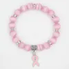 Pack Borstkanker Awareness Sieraden Wit Roze Opaal Kralen Armband Lint Charm ArmbandenBangles Armbanden207K