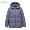 Schinteon Light Down Jacket 90% White Duck Coat Casual Loose Winter Warm Outwear avec Hood Haute Qualité 9 Couleurs 211018