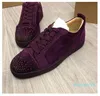 2022 kledingschoenen donkere kleur echt lederen junior flats merlot paarse suède strass teen sneakers luxe parij mannen liefhebbers lage top skate