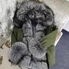 maomaokong Parka Giacca invernale da donna Cappotto in vera pelliccia Grande cappuccio di procione naturale Spessa calda Parka corto Streetwear 211110